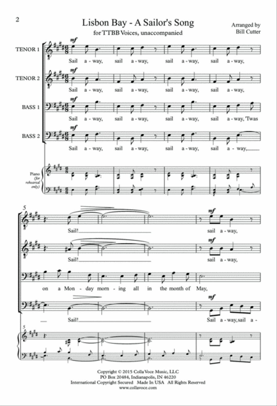 Lisbon Bay - A Sailors' Song TTBB scores gallery preview page 2