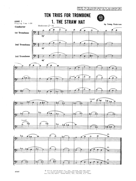Ten Trios For Trombone - Full Score