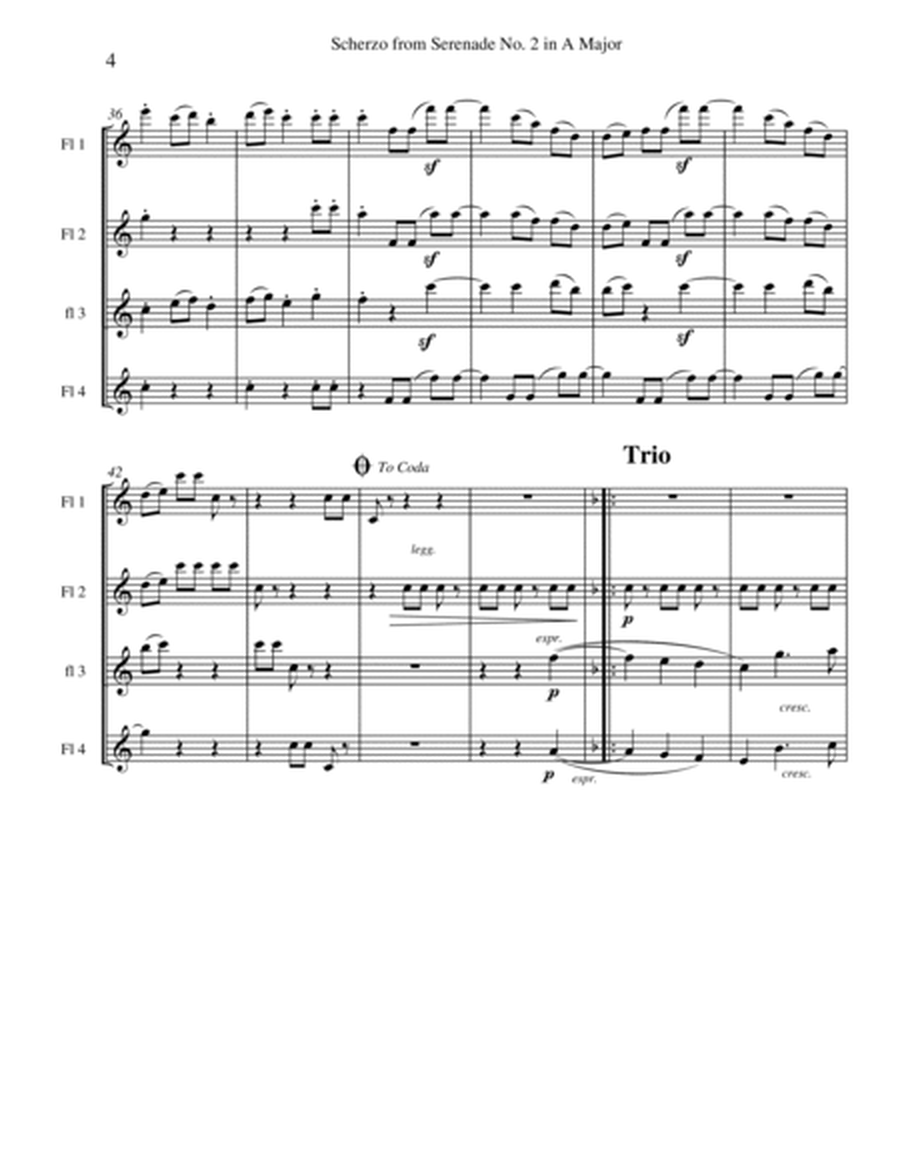 Brahms Scherzo from Serenade #2 for Flute Quartet image number null