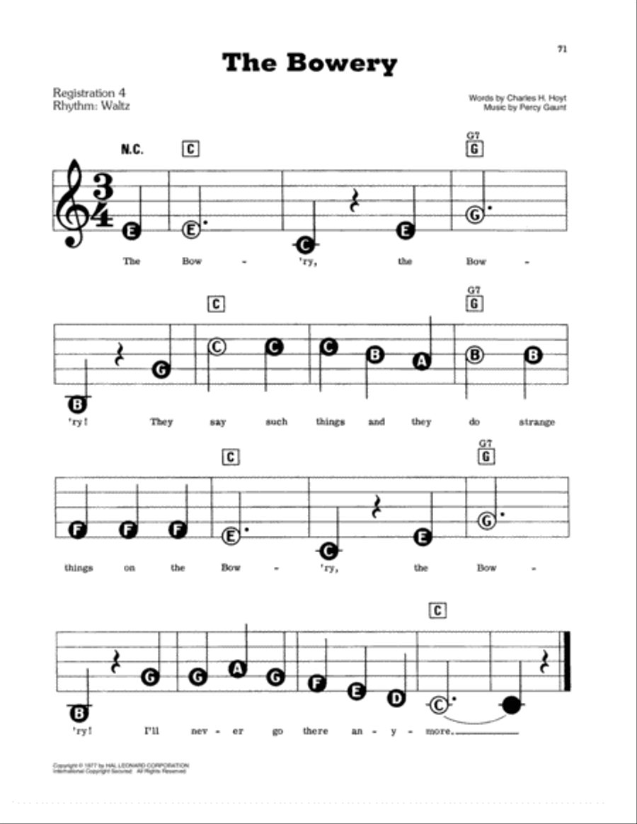 The Bowery Electronic Keyboard scores gallery preview page 1