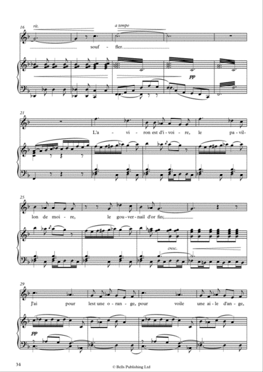 L'ile inconnue, Op. 7 No. 6 (Original key. F Major) Voice Solo scores gallery preview page 2