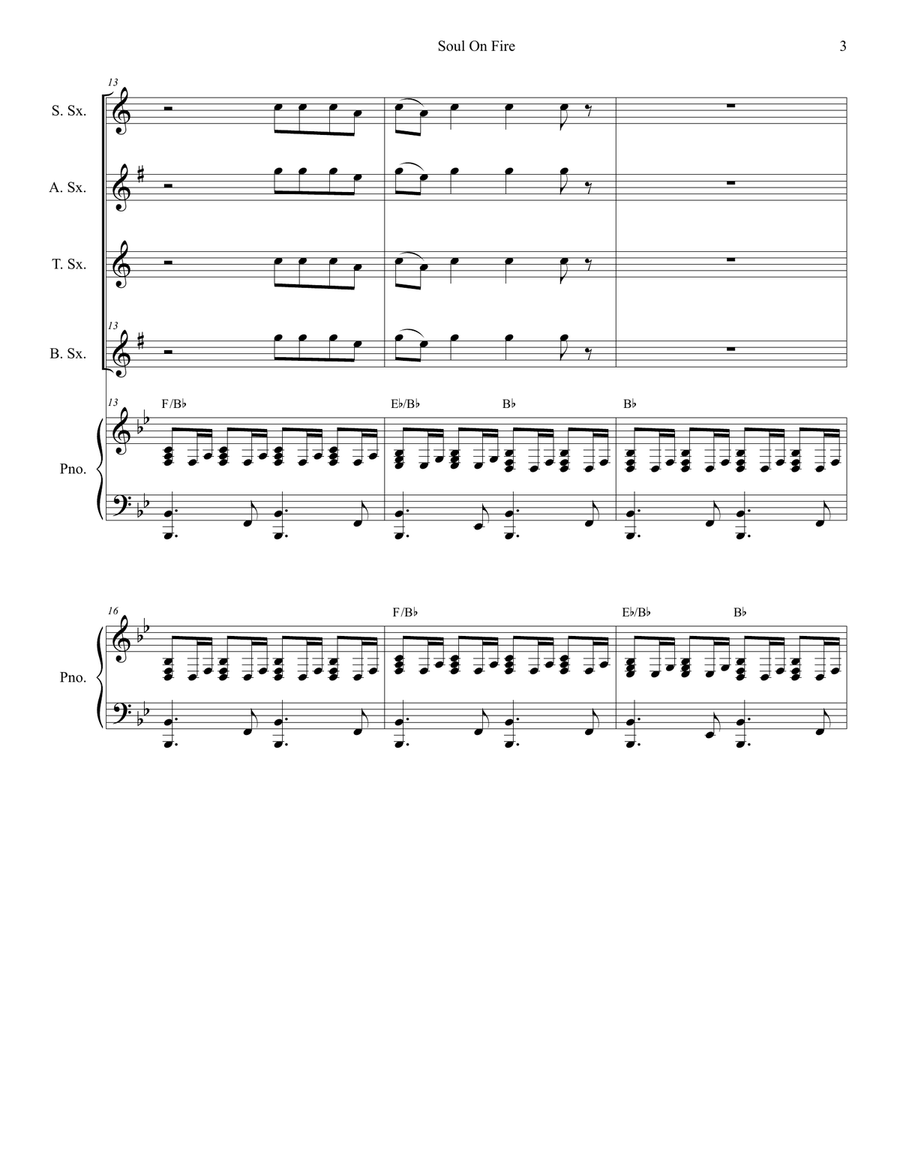 Soul On Fire Saxophone Quartet scores gallery preview page 3
