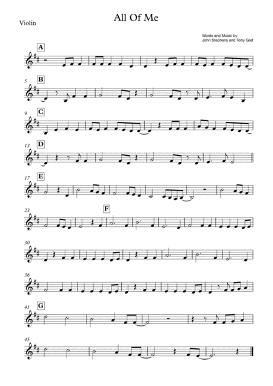 All Of Me Violin Solo scores gallery preview page 1