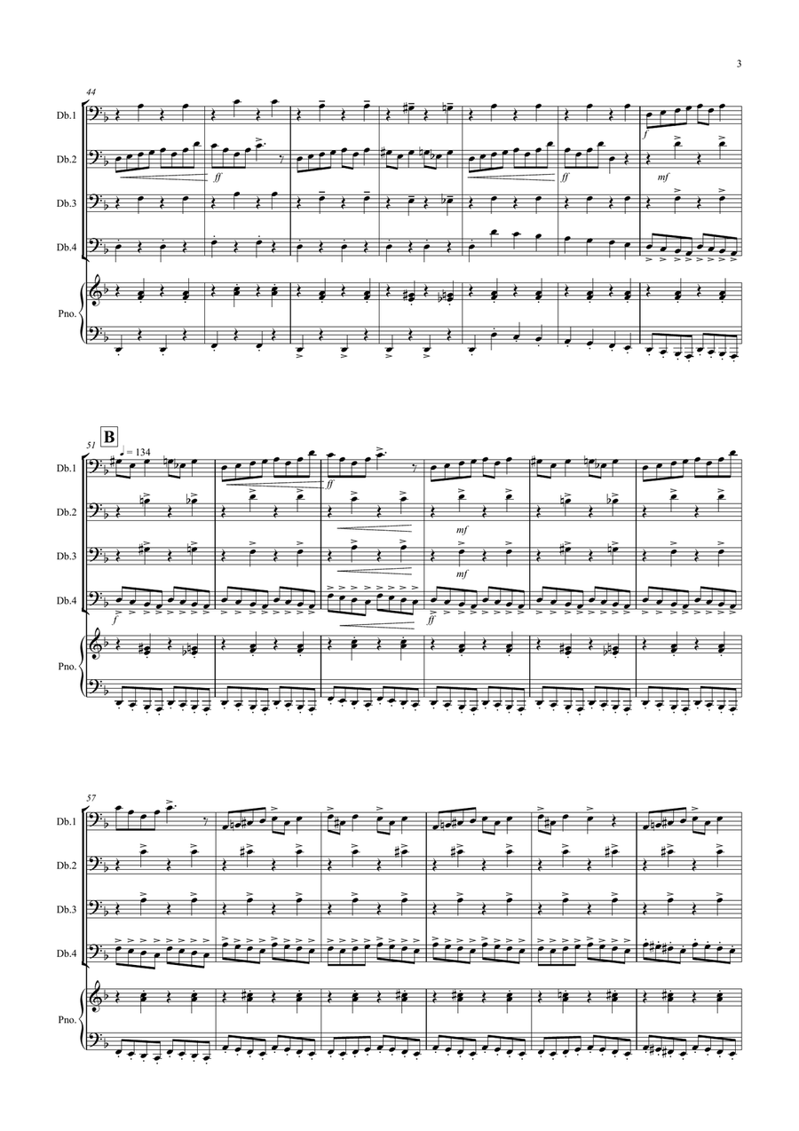 In the Hall of the Mountain King for Double Bass Quartet Double Bass scores gallery preview page 3