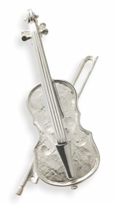 Silver brooch : major violin with bow