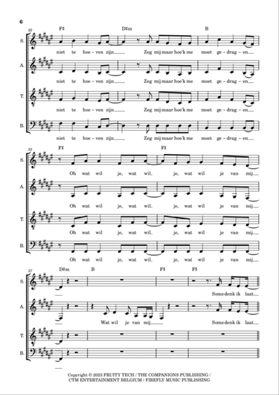 Wat Wil Je Van Mij 4-Part scores gallery preview page 6