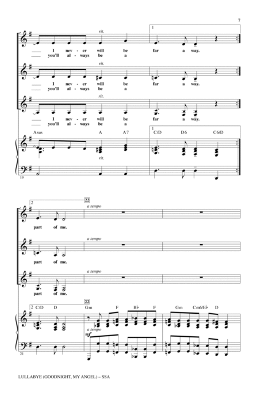 Lullabye (Goodnight, My Angel) SSA scores gallery preview page 5
