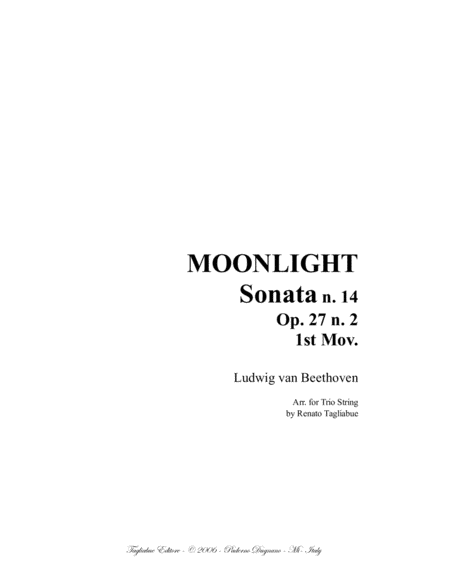 MOONLIGHT SONATA - For String Trio - 1st Mov. - With parts image number null