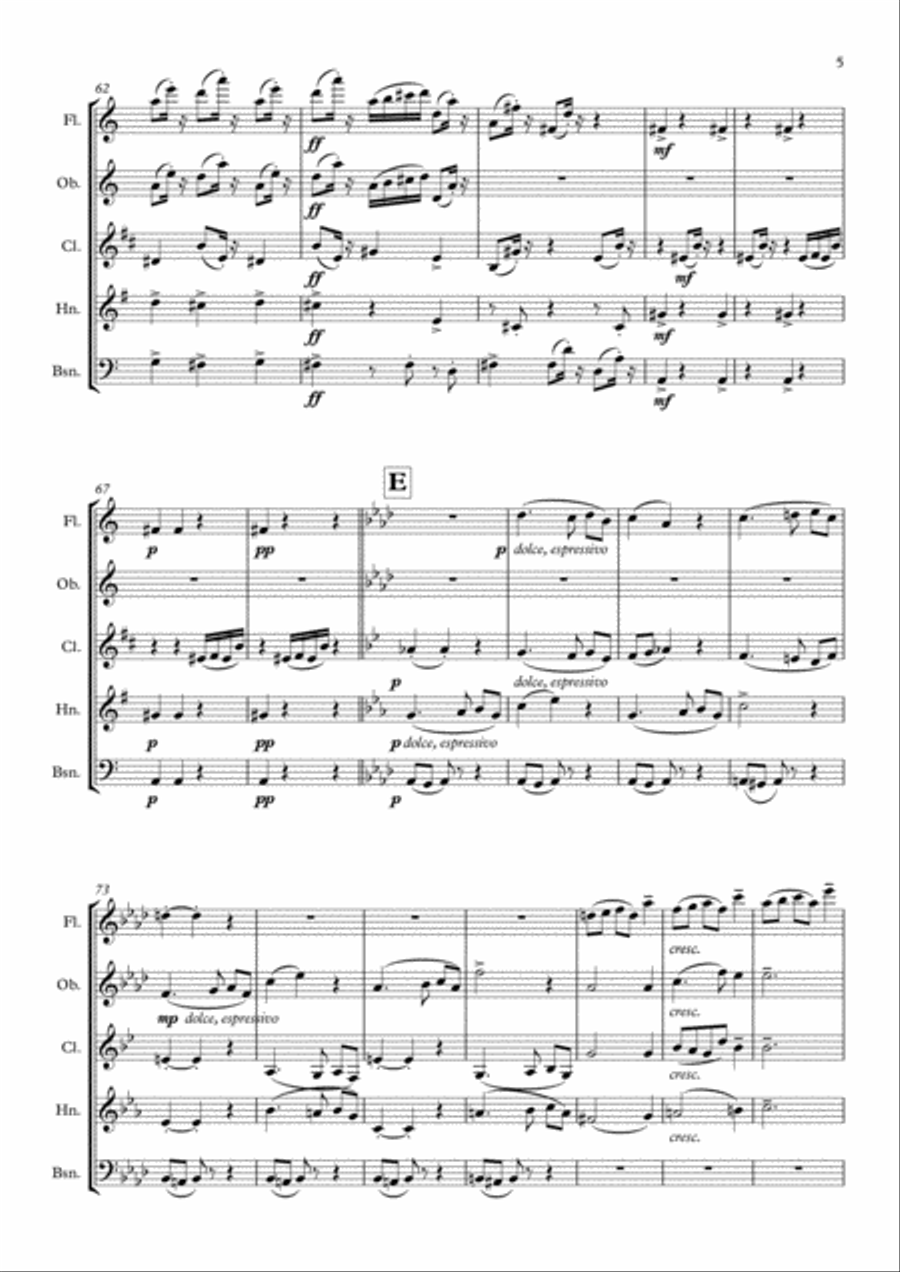 Parry: An English Suite IV. Caprice - wind quintet Woodwind Quintet scores gallery preview page 5