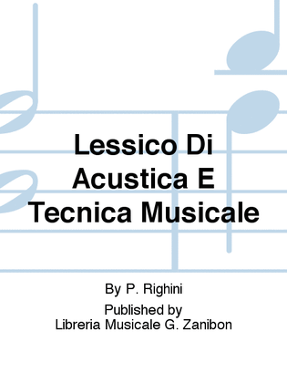 Lessico Di Acustica E Tecnica Musicale