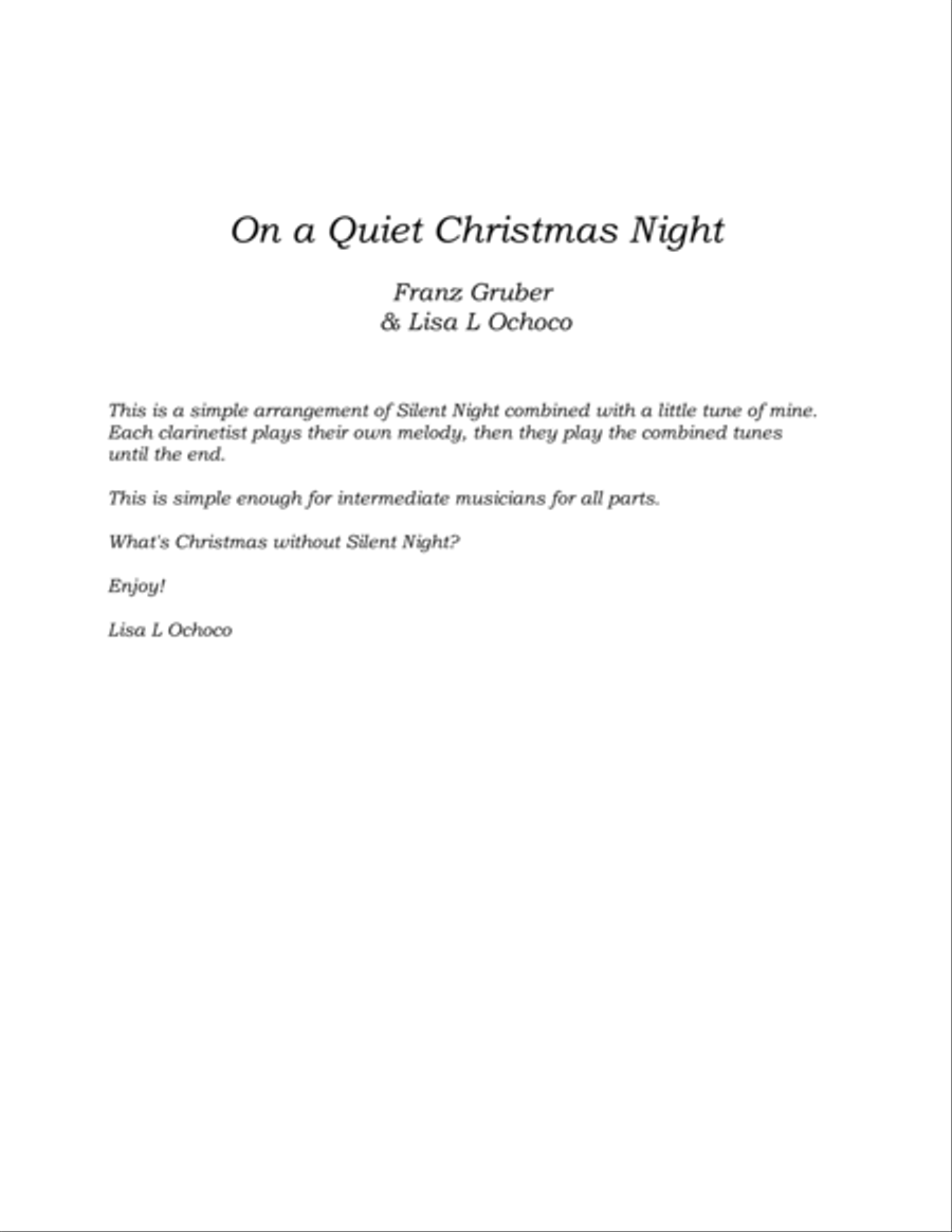 On a Quiet Christmas Night for Clarinet Duet and piano Clarinet Duet scores gallery preview page 4