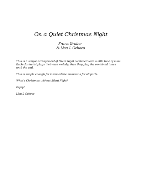 On a Quiet Christmas Night for Clarinet Duet and piano image number null