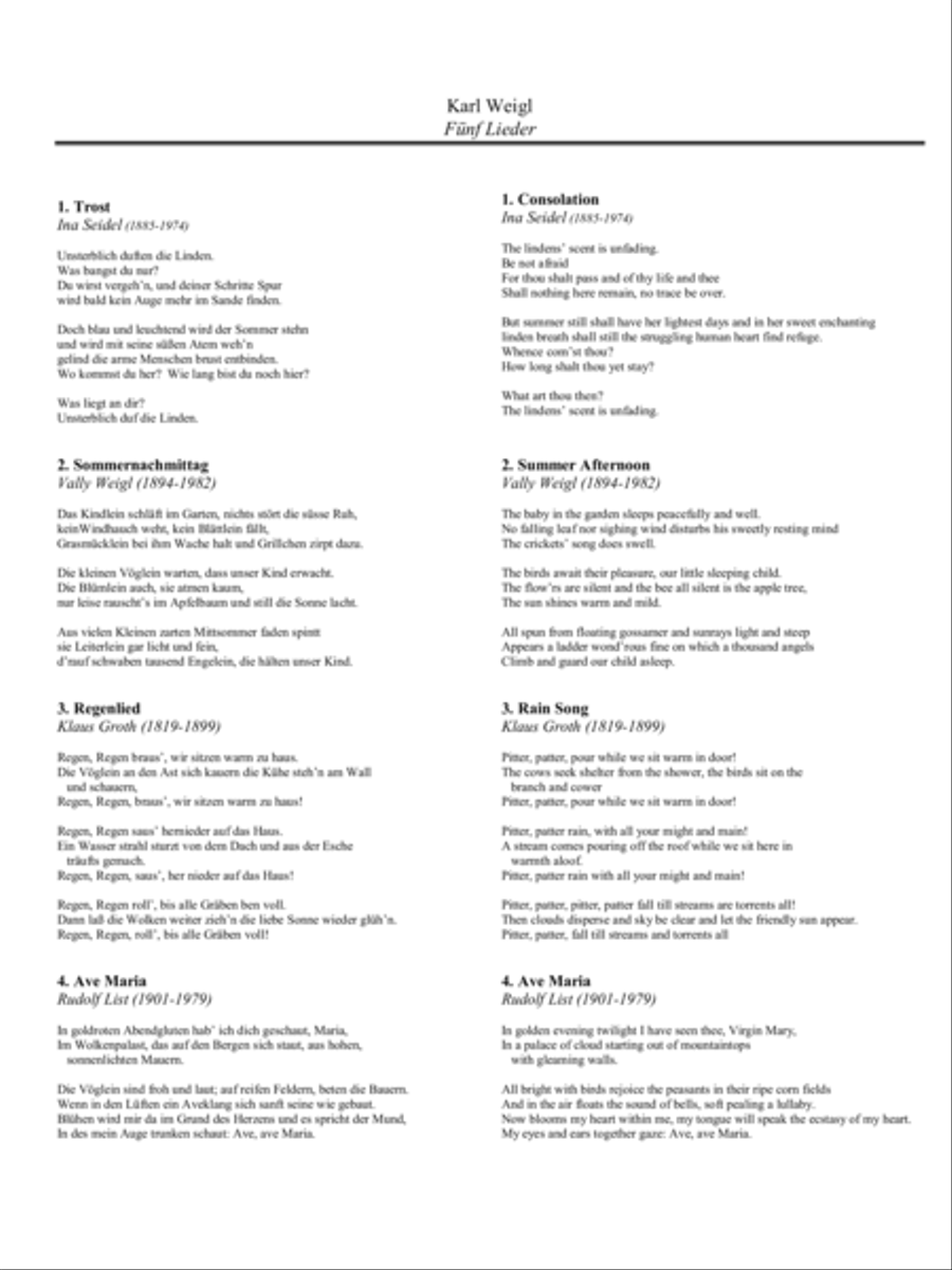 [WeiglK] Five Songs for Soprano and String Quartet String Quartet scores gallery preview page 4