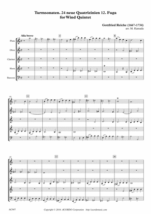 Turmsonaten. 24 neue Quatrizinien 12. Fuga for Wind Quintet