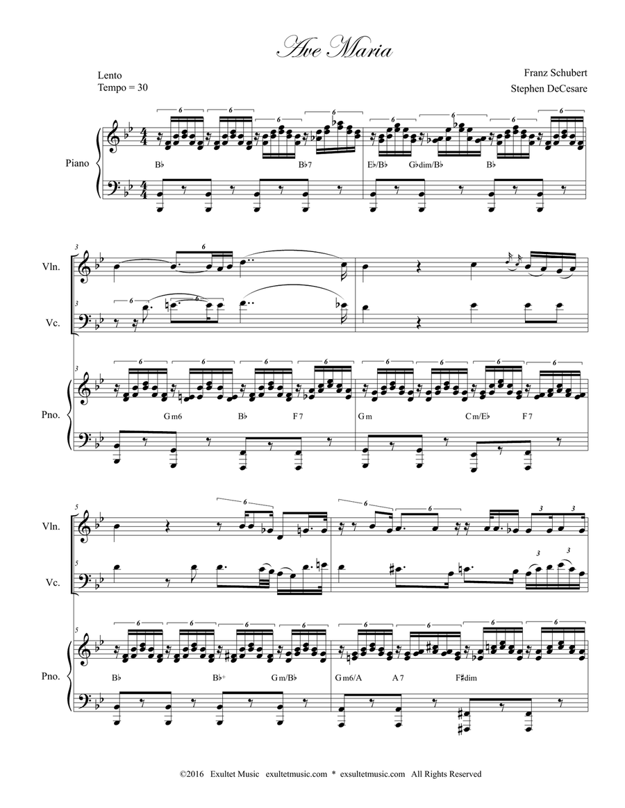 Ave Maria (Duet for Violin and Cello) Piano Trio scores gallery preview page 1