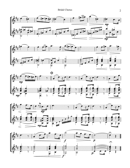 Bridal Chorus / Here Comes the Bride! for violin or flute and guitar (D Major) image number null