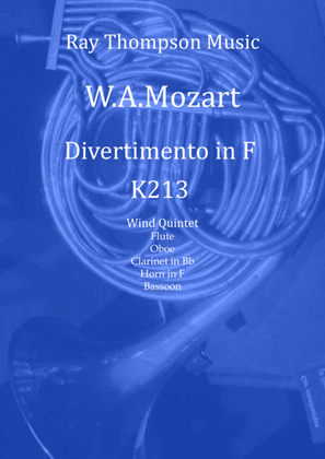 Book cover for Mozart: Divertimento No.8 in F K213 - wind quintet