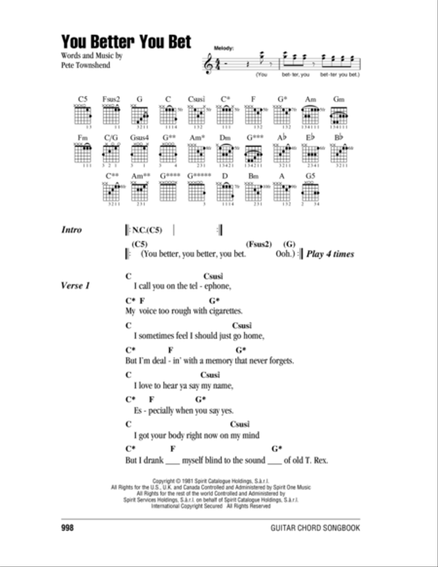 You Better You Bet Acoustic Guitar scores gallery preview page 1