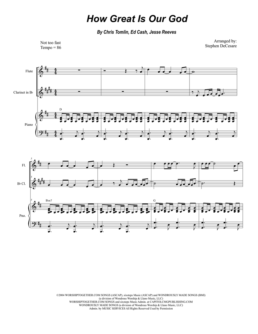 How Great Is Our God Woodwind Duet scores gallery preview page 1