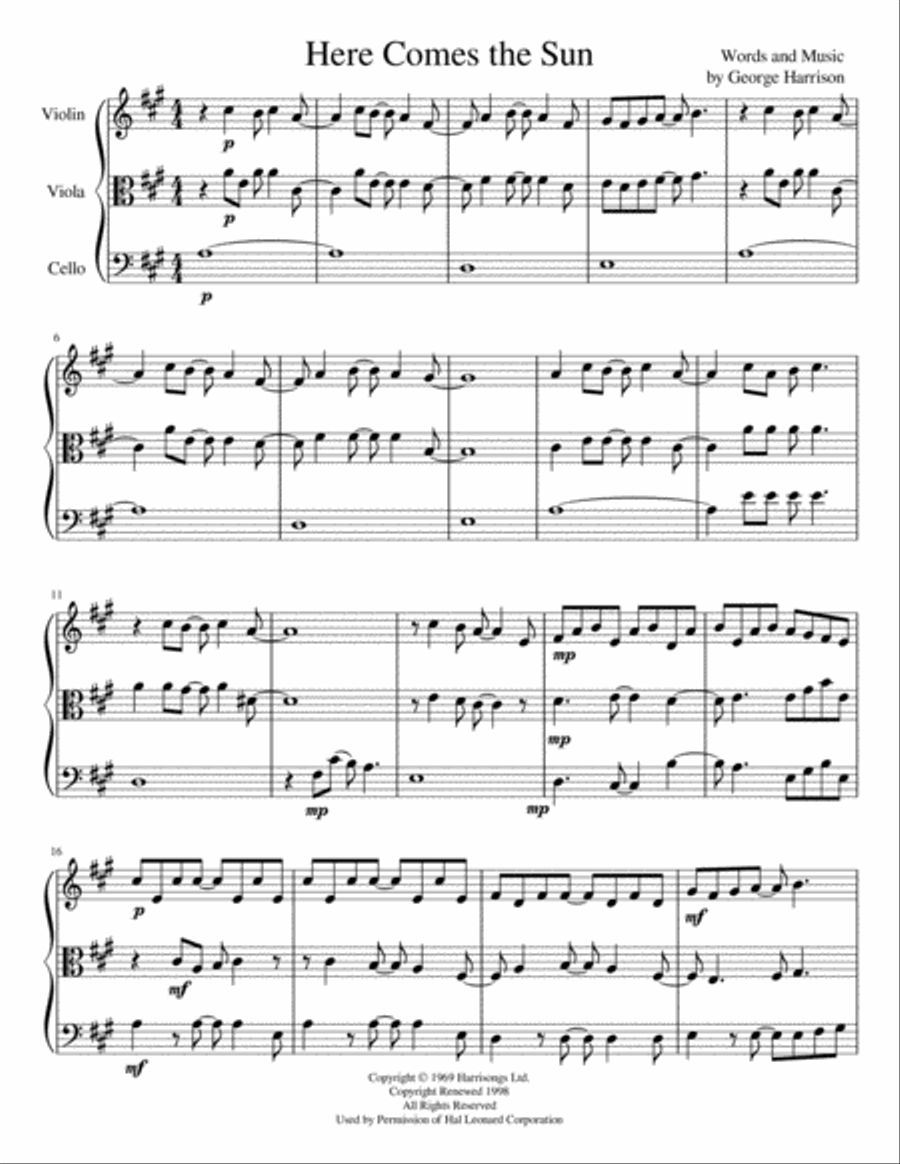 Here Comes The Sun Here Comes The Sun String Trio scores gallery preview page 2