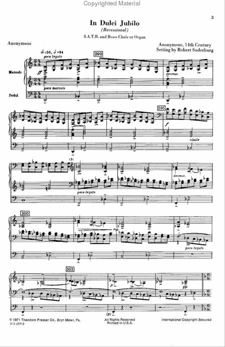 In Dulci Jubilo (Recessional) / Lo, How A Rose E'er Blooming (Postlude) 4-Part scores gallery preview page 2