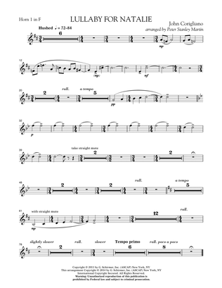 Lullaby for Natalie (arr. Peter Stanley Martin) - F Horn 1