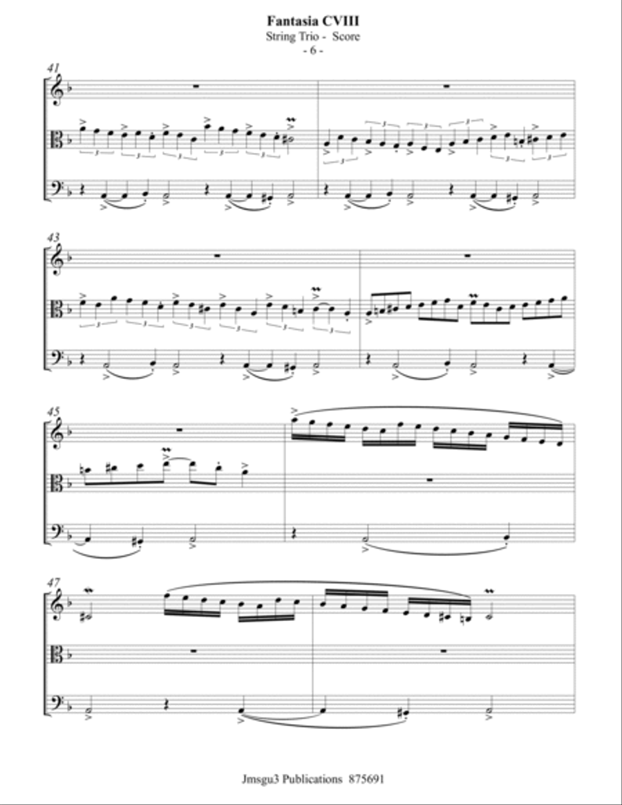 Bull: Fantasia CXIII for String Trio String Trio scores gallery preview page 6