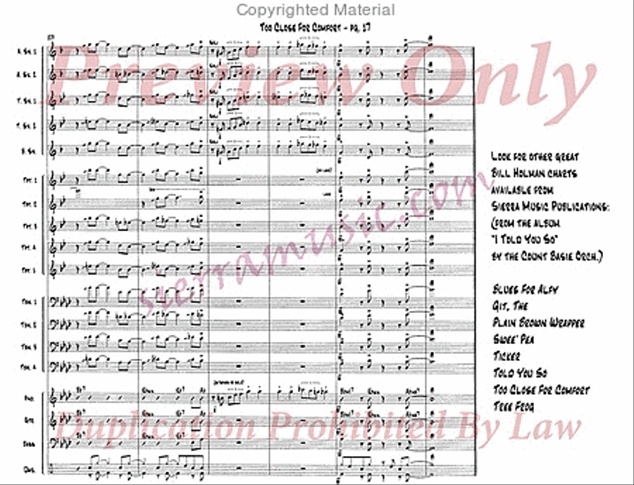 Too Close For Comfort Big Band scores gallery preview page 18