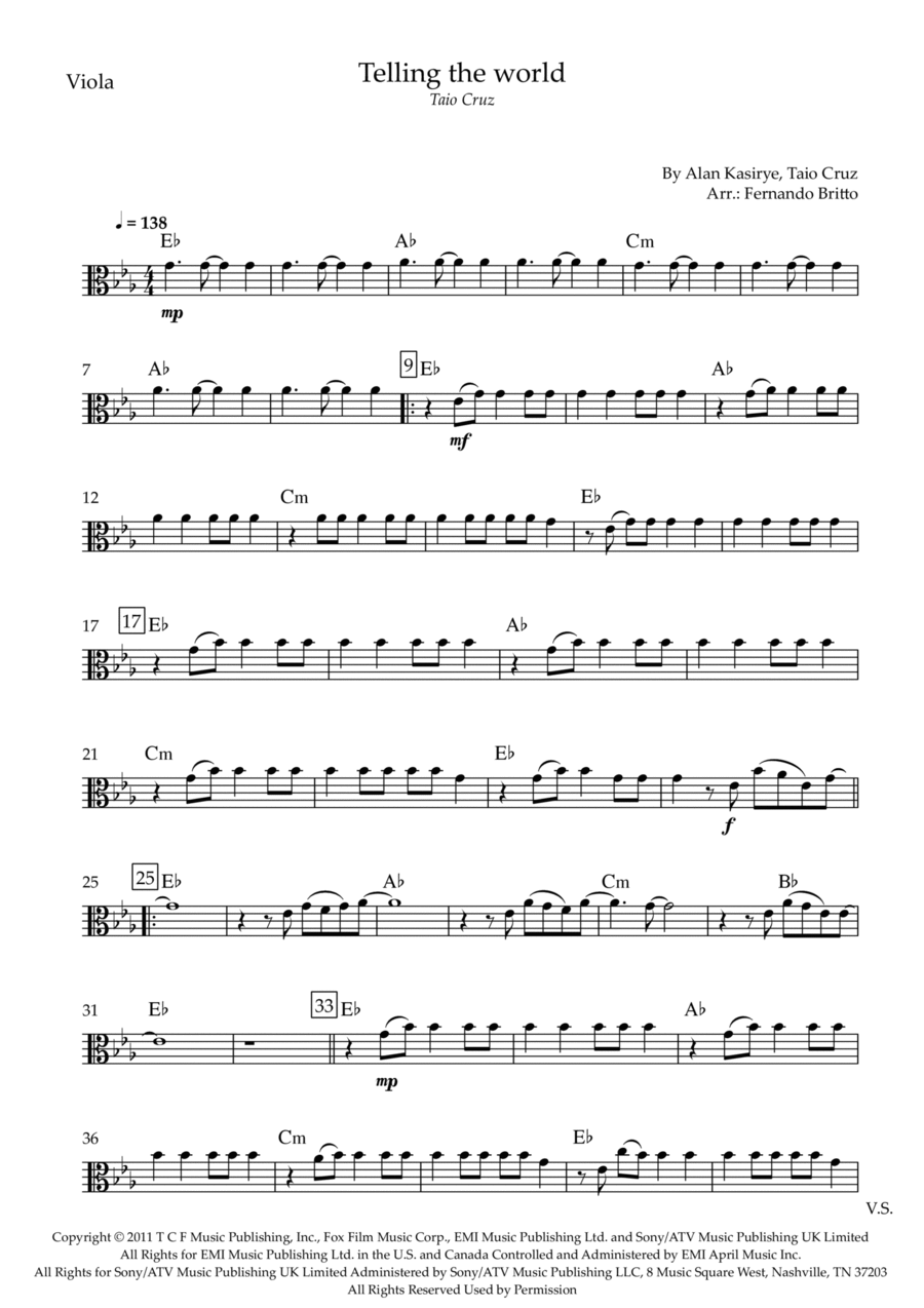 Telling The World Telling The World Viola Solo scores gallery preview page 1
