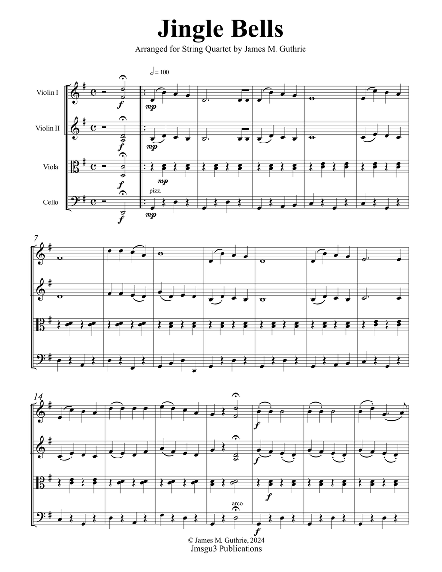 Book cover for Jingle Bells for String Quartet