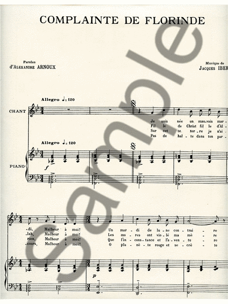 Complainte De Florinde (mezzo) (voice & Piano)