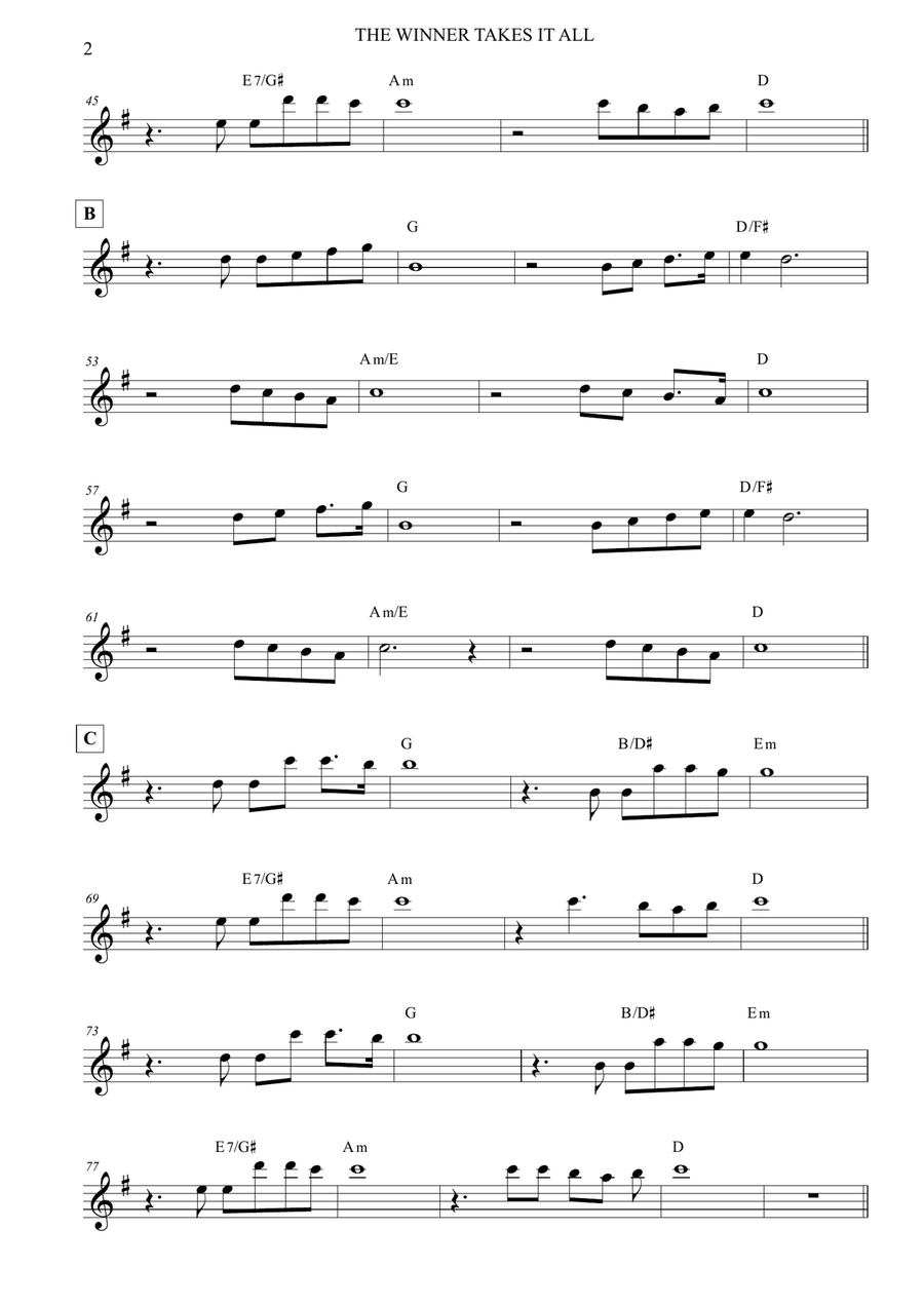 The Winner Takes It All Flute Solo scores gallery preview page 2