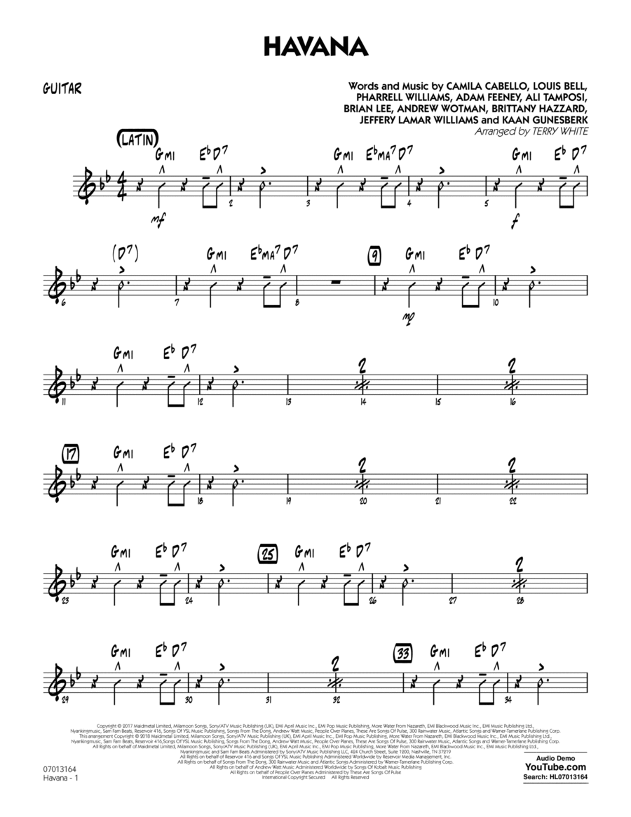 Havana - Guitar Havana - Guitar Part scores gallery preview page 1