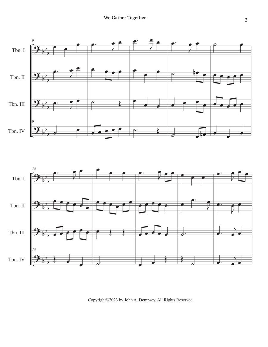 We Gather Together (Trombone Quartet) Brass Quartet scores gallery preview page 6