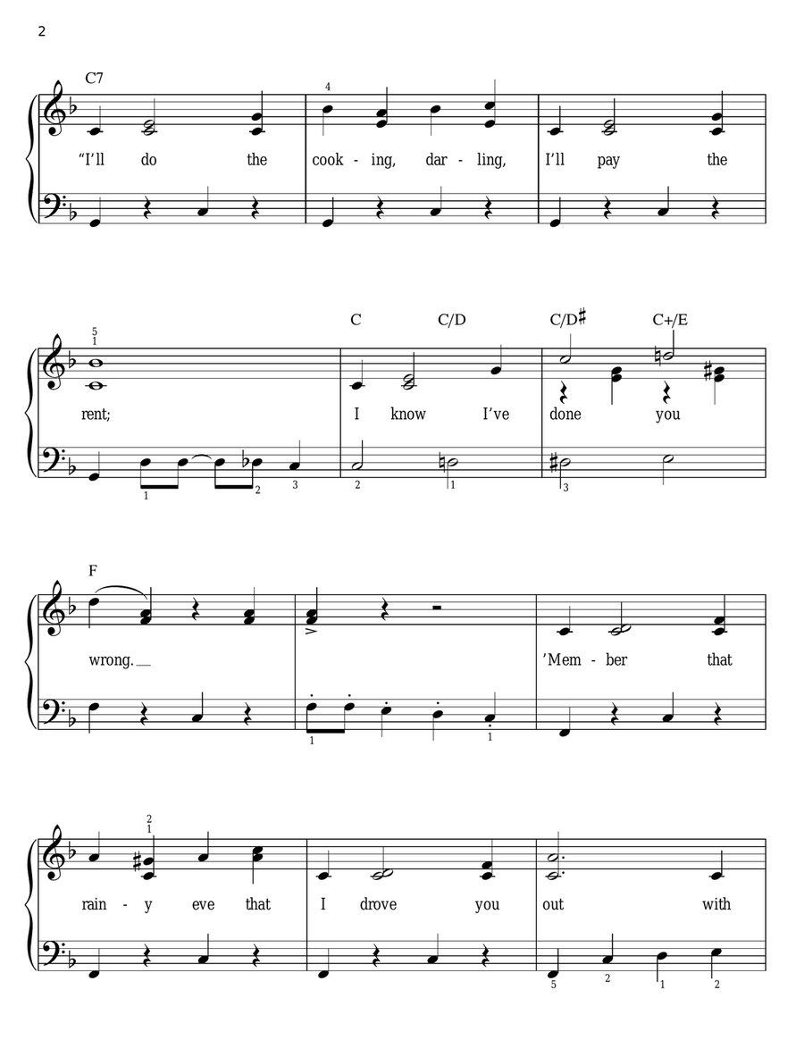 Bill Bailey, Won't You Please Come Home Easy Piano scores gallery preview page 2
