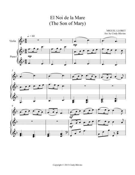 The Son of Mary, for Piano and Violin image number null