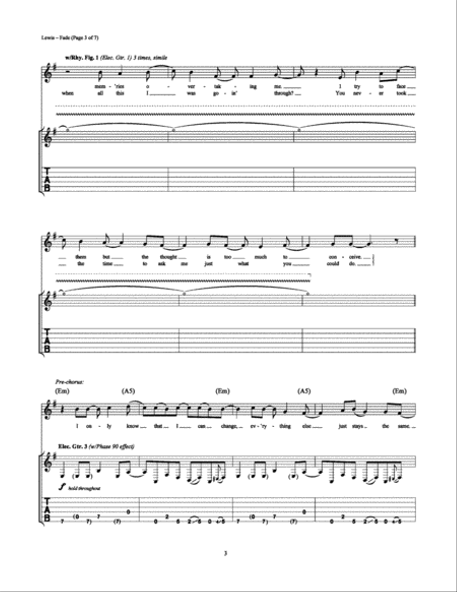 Fade Fade Electric Guitar scores gallery preview page 3