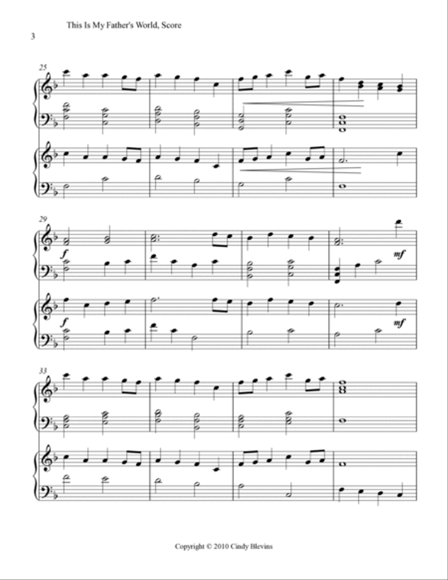 This Is My Father's World, for Harp Duet Harp scores gallery preview page 4