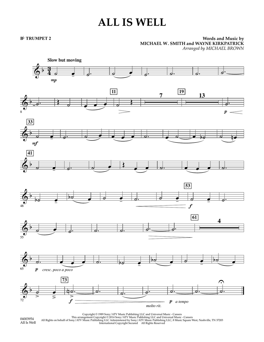 All Is Well - Bb Trumpet 2 Concert Band scores gallery preview page 1