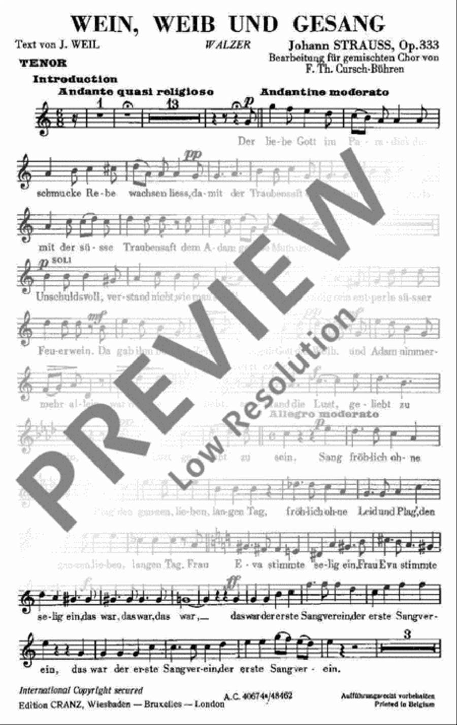 Wein, Weib und Gesang 4-Part scores gallery preview page 2