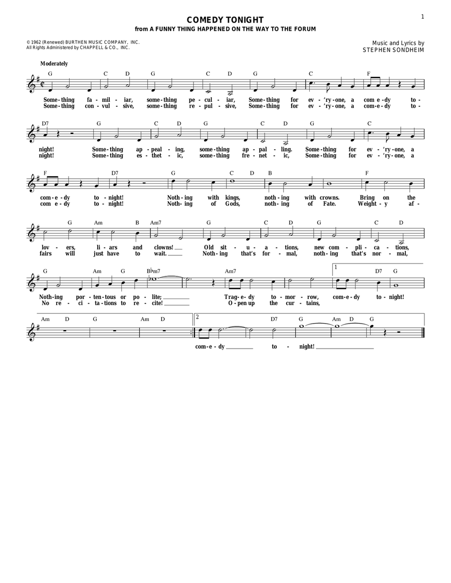 Comedy Tonight Comedy Tonight Guitar scores gallery preview page 1