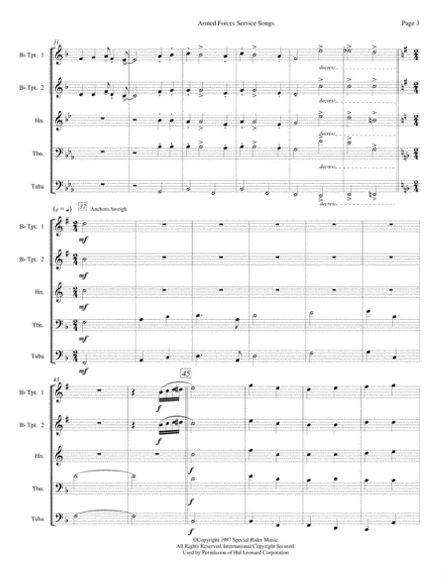 Armed Forces Service Songs Brass Ensemble scores gallery preview page 4