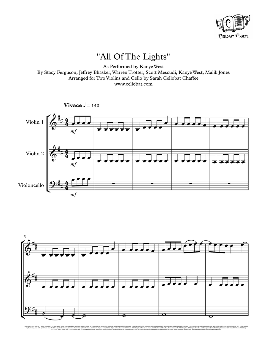 All Of The Lights String Trio scores gallery preview page 1