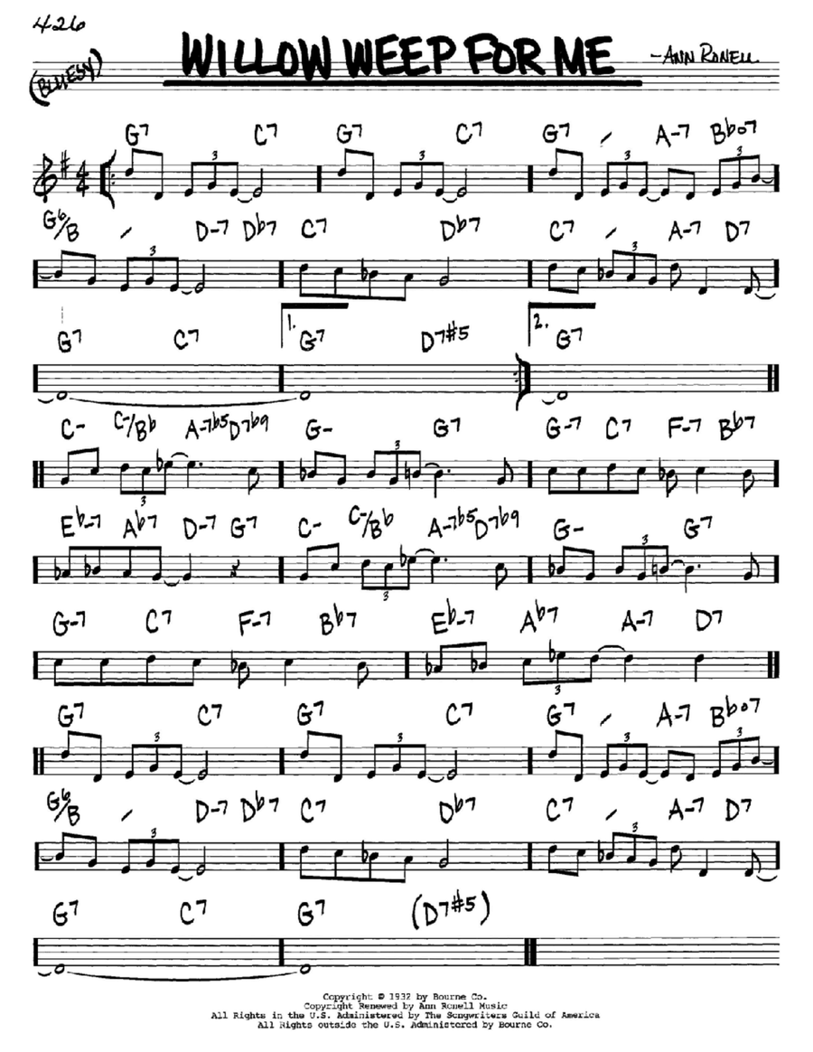 Willow Weep For Me C Instrument scores gallery preview page 1