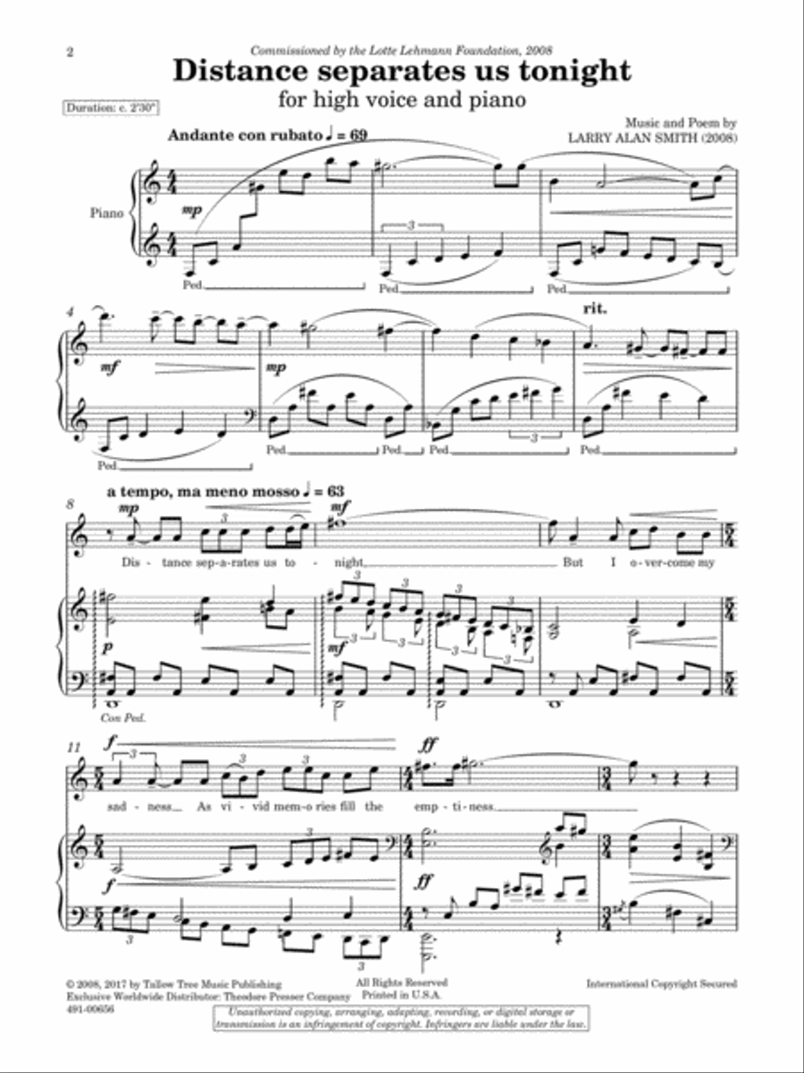 Distance Separates Us Tonight Chamber Music scores gallery preview page 2