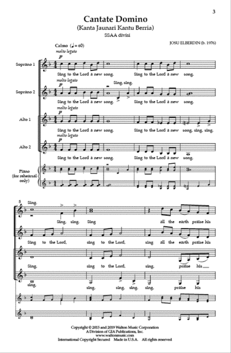 Cantate Domino (SSAA) SSAA scores gallery preview page 2