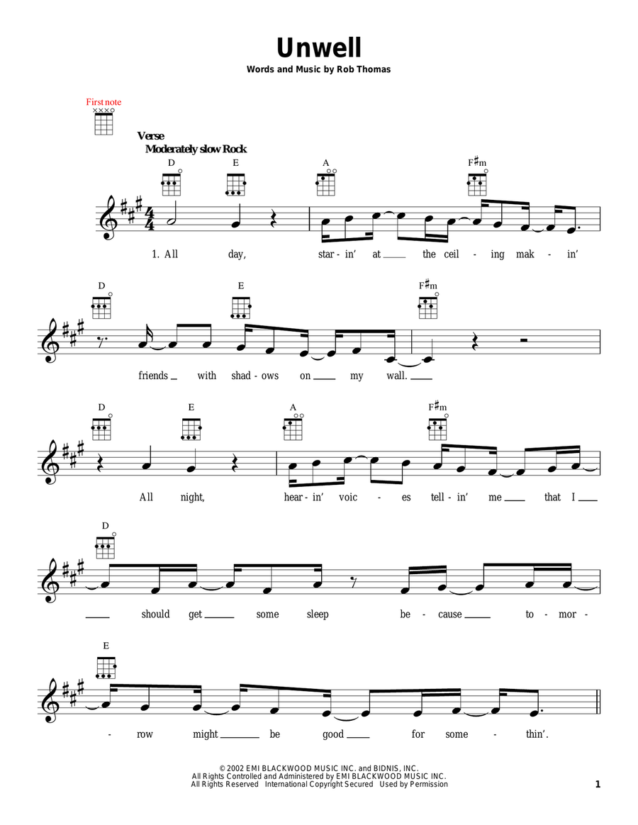 Unwell Unwell Ukulele scores gallery preview page 1