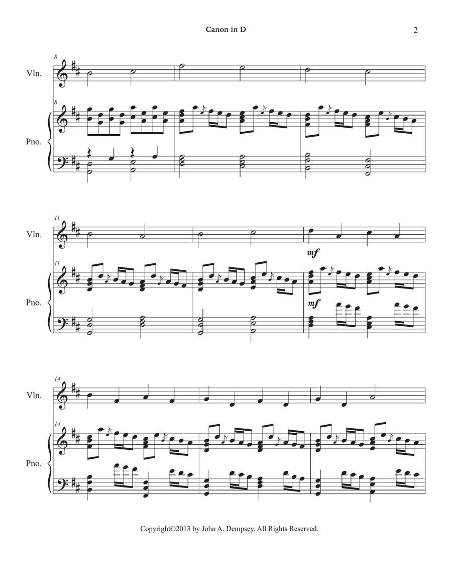 Canon in D (Violin and Piano) Violin Solo scores gallery preview page 6