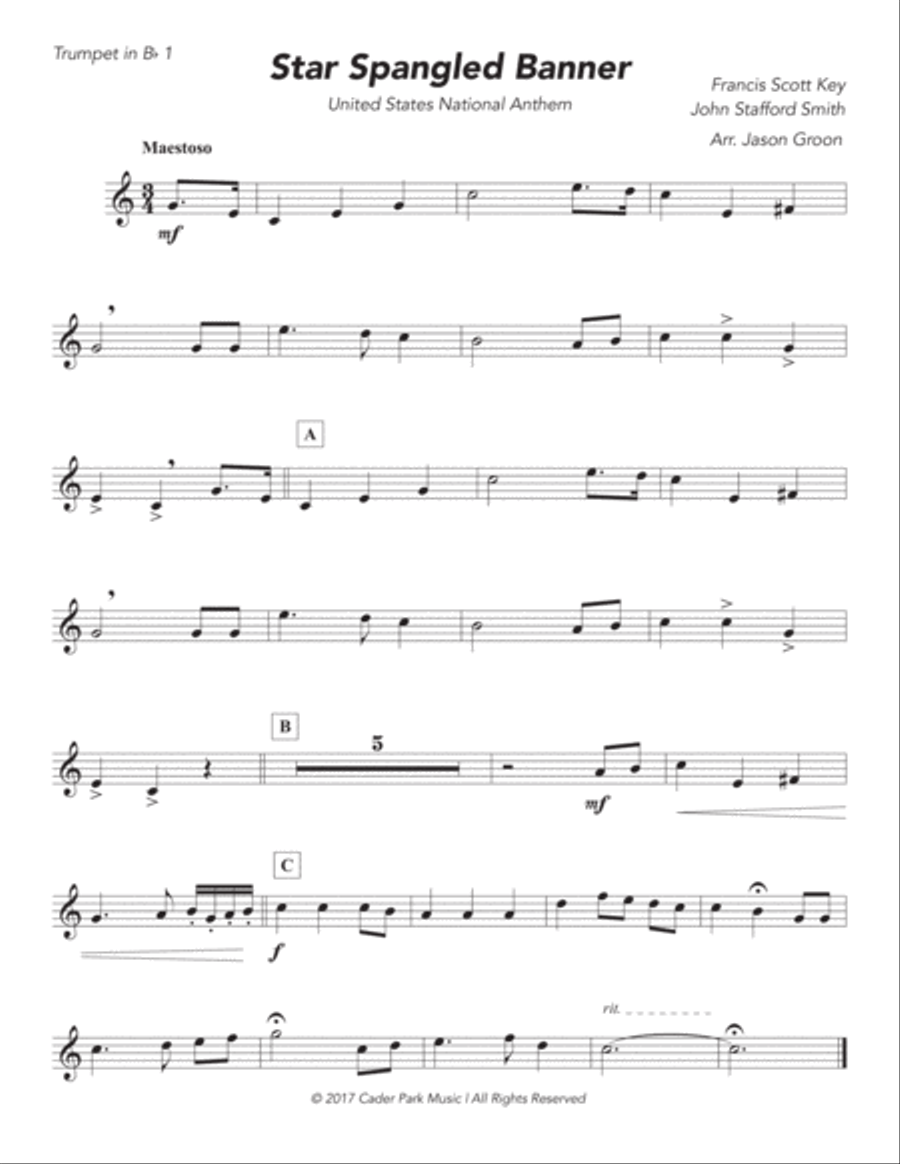 Star Spangled Banner - United States National Anthem Brass Ensemble scores gallery preview page 4