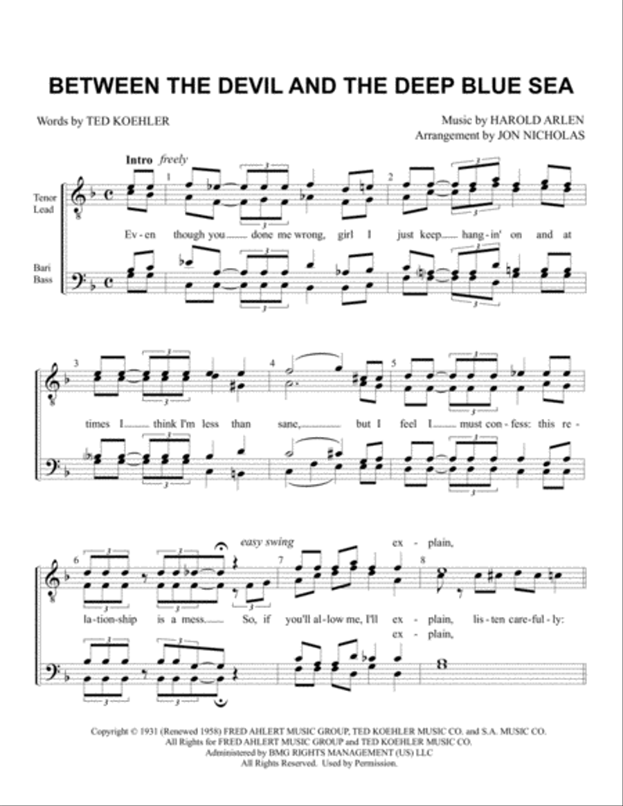 Between The Devil And The Deep Blue Sea TTBB scores gallery preview page 1